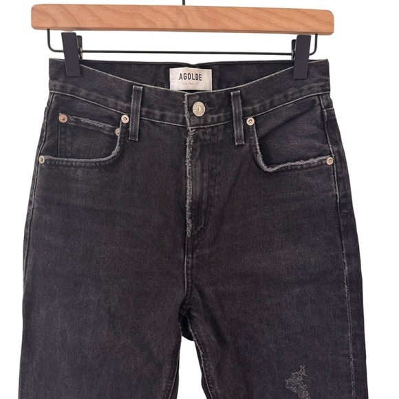 AGOLDE Cherie High-Rise Straight Jean in "Distortion" Black Size 24 - Picture 3 of 12